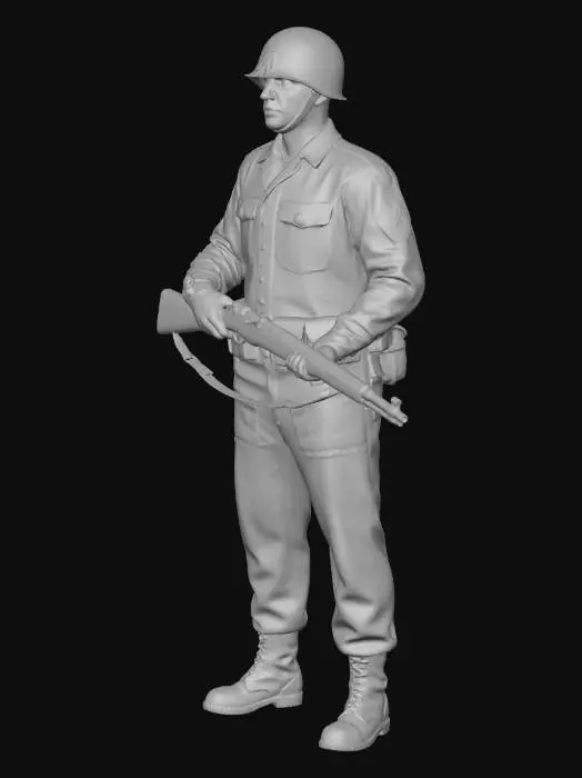 3D model for Infantry Soldier in Field Uniform Holding a Rifle