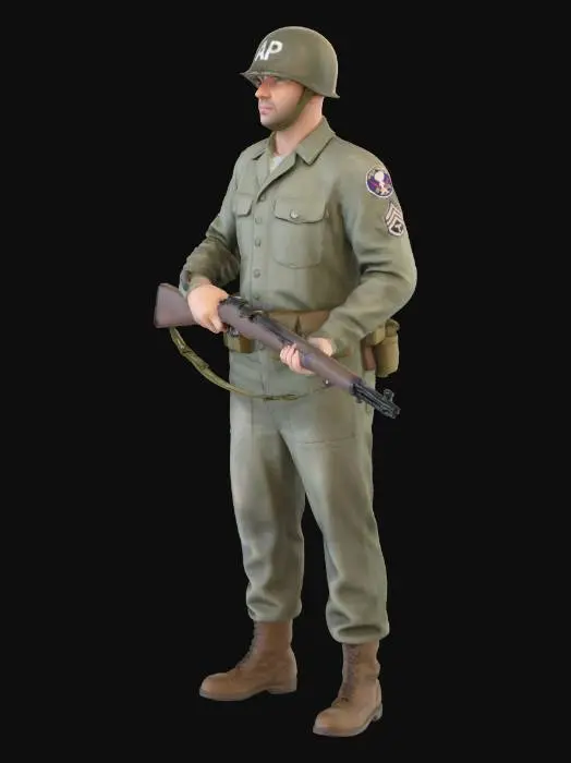 3D model for Infantry Soldier in Field Uniform Holding a Rifle