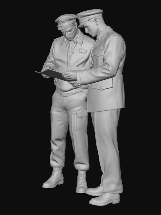 3D model for Two Soldiers Reviewing a Document