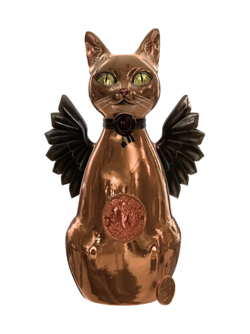 A luxury bespoke mead bottle, shaped like a majestic sitting Maine Coon cat with… - Mainecoon 3D model, vytvořený pomocí AI