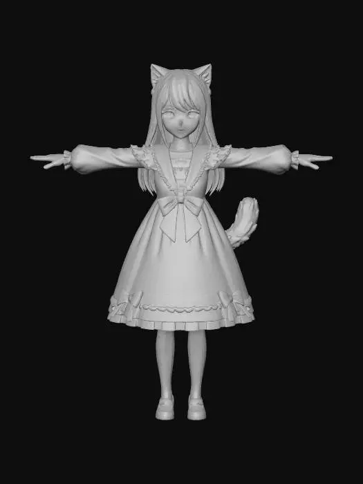 3D model for Anime Catgirl Character Design