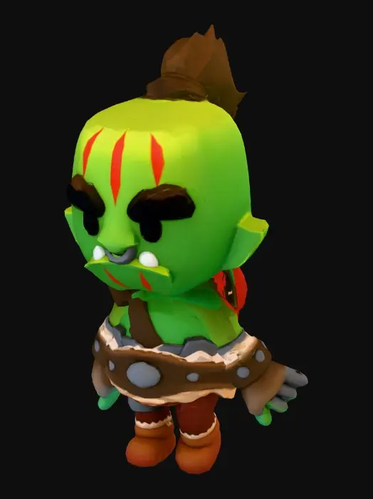 3D model for Orc Warrior, Carrying A Cartoon style Bomb On his back