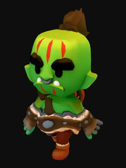3D model for Orc Warrior, Carrying A Cartoon style Bomb On his back