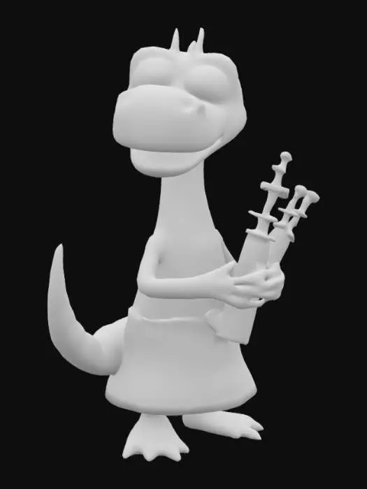 3D model for [Scotland] The Loch Ness monster wearing a bright green kilt blowing on a white bag pipe, #AroundTheWorld#