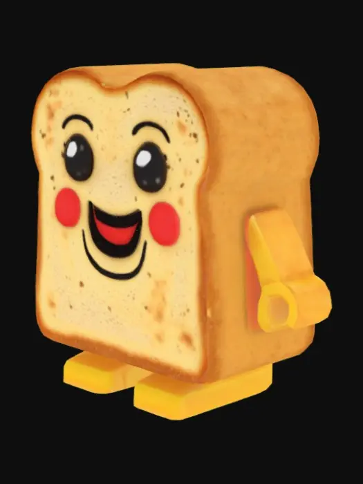 3D model for Create a blocky walking piece of toast with a face. Roblox style