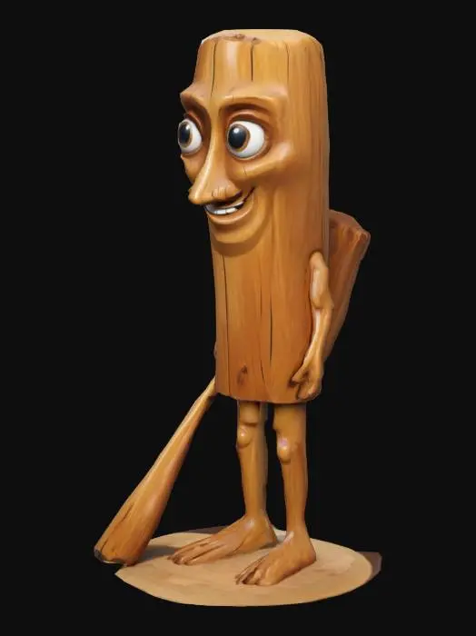 3D model for Wooden Character Under Streetlight