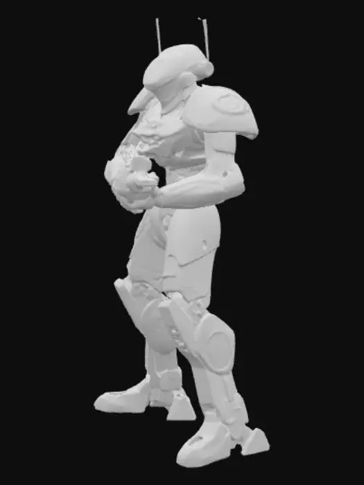 3D model for taistelu droidi, jolla on plasma karbiini