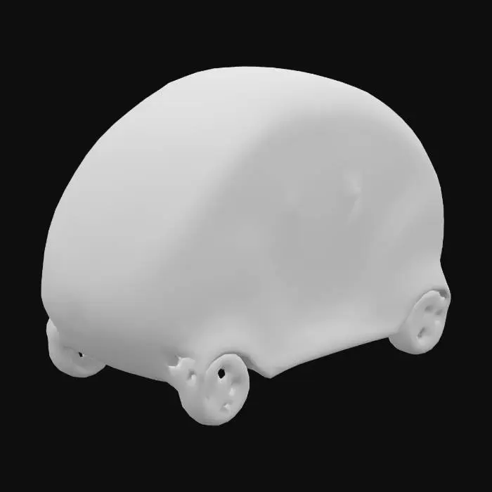3D model for A futuristic egg-shaped pod for public transit. The pod is intended to ride along rails suspended above and below it.