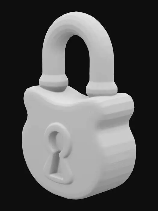 3D model for a padlock with a keyhole, Stylised video game asset