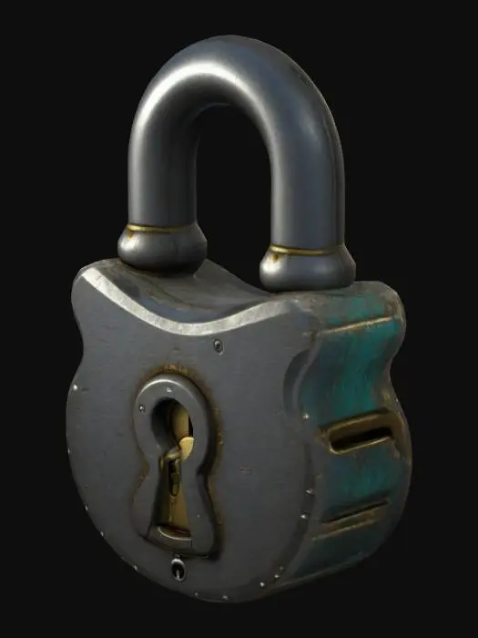 3D model for a padlock with a keyhole, Stylised video game asset
