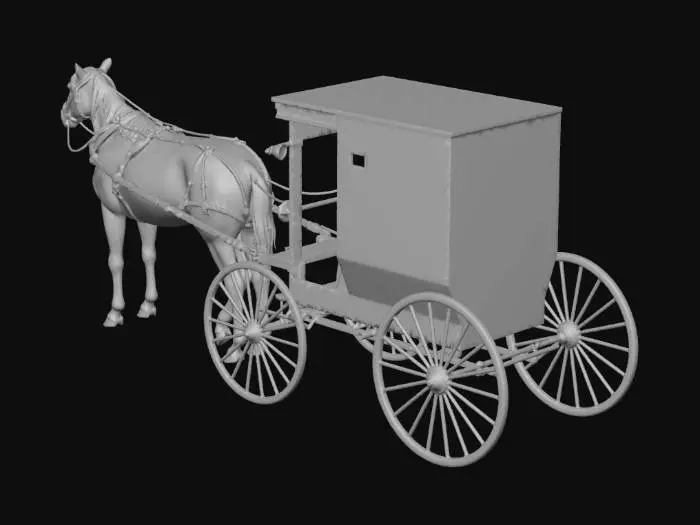 3D model for Amish Buggy with Horse
