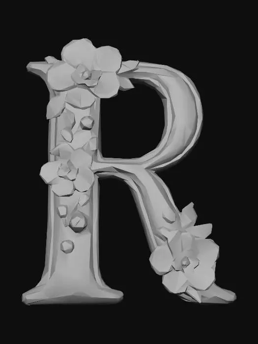 3D model for Golden Letter R in Bloom