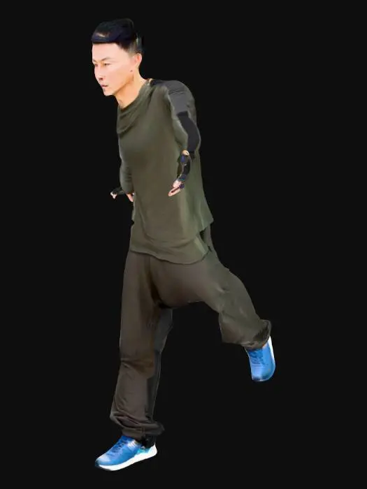 3D model for 中国男人,现代服饰上身T恤,跑鞋,短发