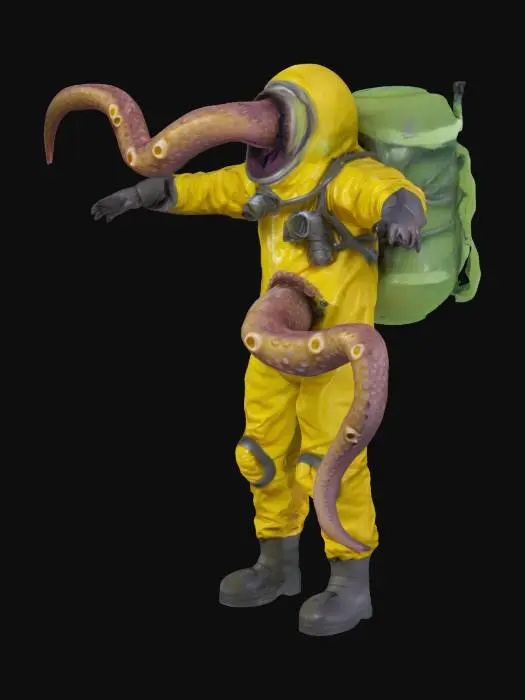 3D model for Infected scientist in biohazard suit.