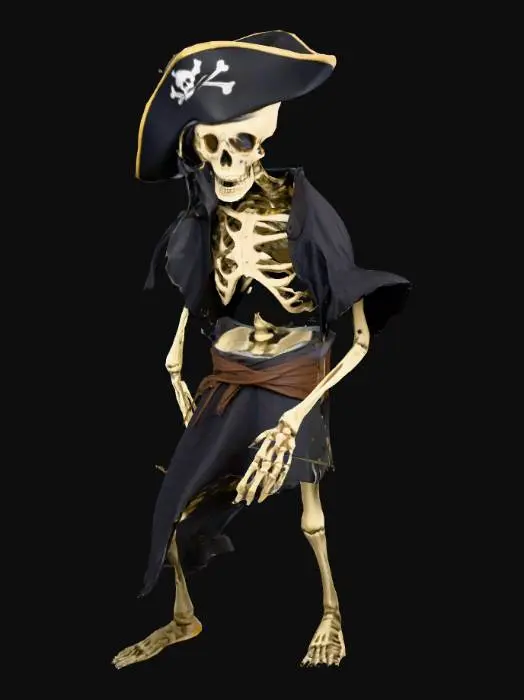 3D model for a skeleton wearing a pirate hat