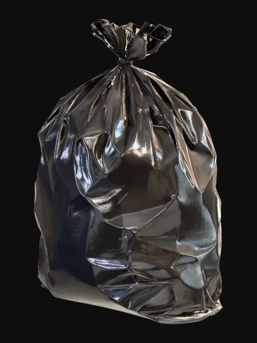 3D model for Un sac poubelle noir plein , realiste , en taille 1:1