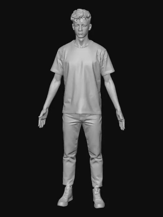 3D model for Yellow T-Shirt Pose