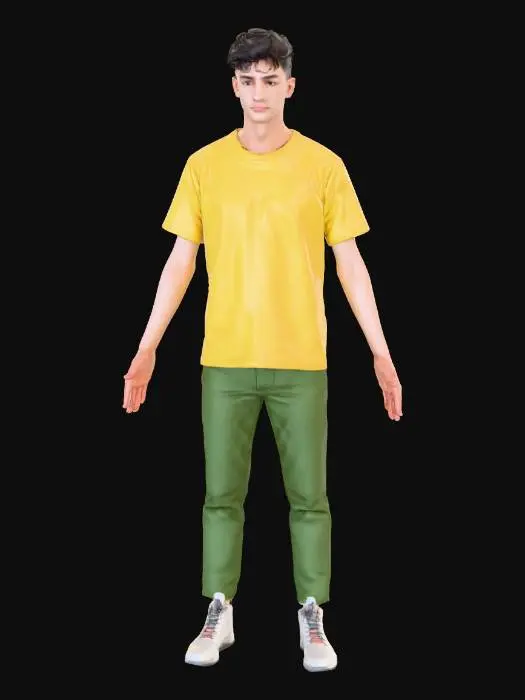 3D model for Yellow T-Shirt Pose