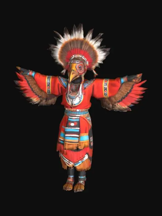3D model for a hopi red tail hawk kachina dancer