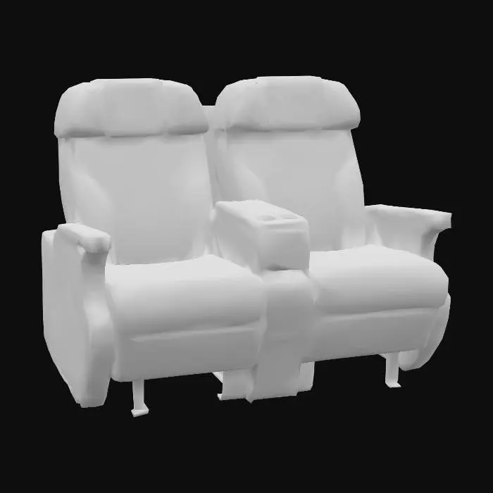 3D model for a pair of first class airplane seats side-by-side with leopard skin upholstery
