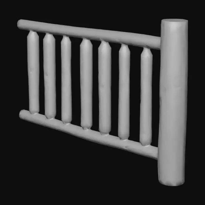 3D model for Rustic Wooden Railing