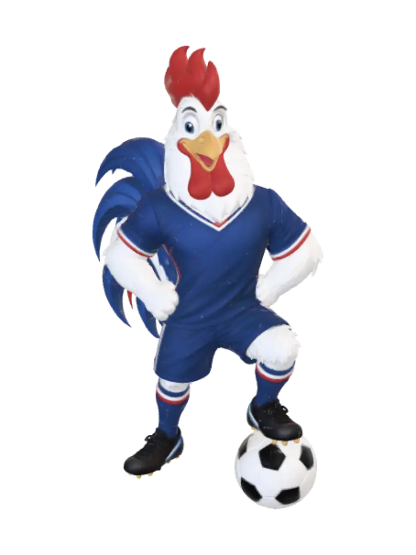 Blue Rooster Striker 3D model, vytvořený pomocí AI