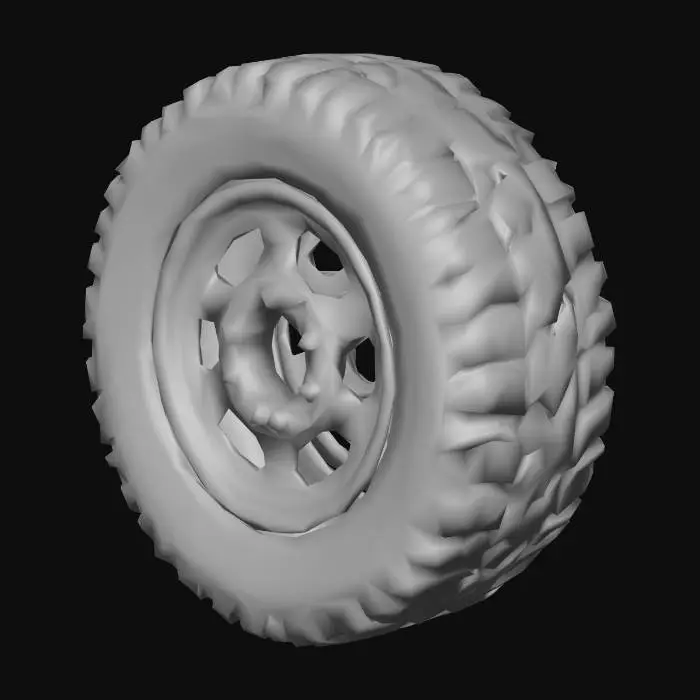 3D model for 28” Van tire, black treaded tire, white rim