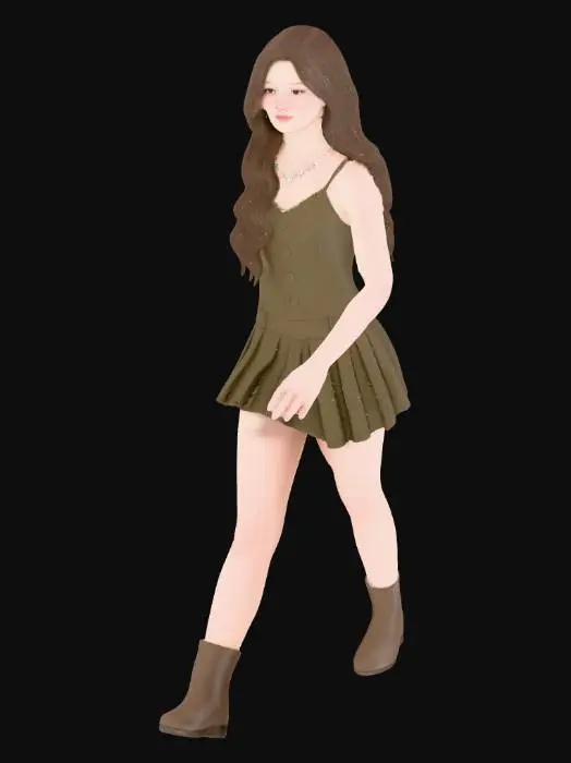 3D model for Model in Brown Dress