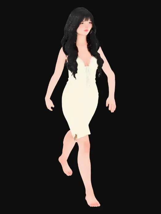 3D model for Character in Green Dress