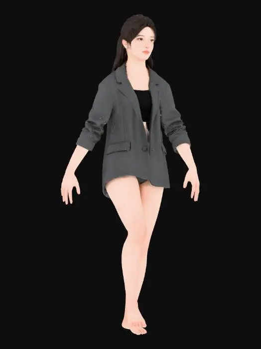 3D model for Standing Pose in Gray Blazer