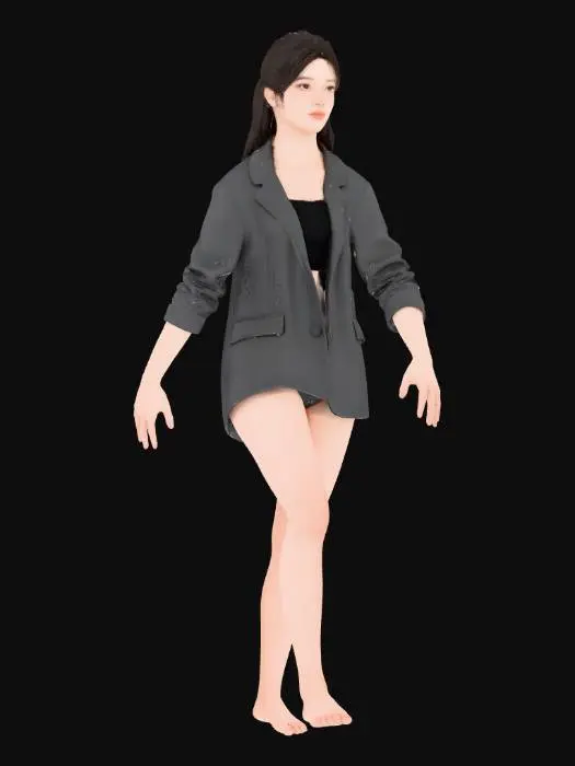 3D model for Standing Pose in Gray Blazer