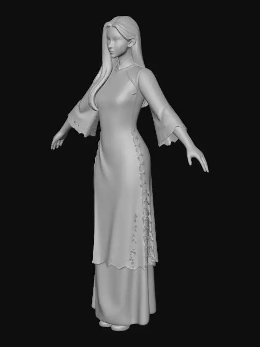 3D model for White Lace Ao Dai