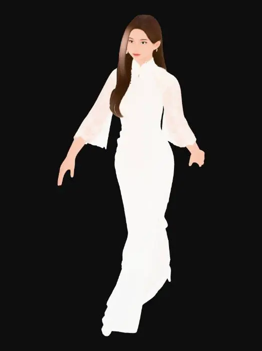 3D model for White Lace Ao Dai