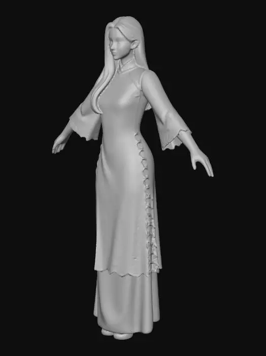 3D model for White Lace Ao Dai