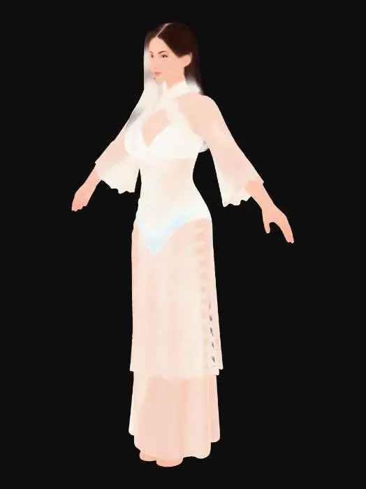 3D model for White Lace Ao Dai