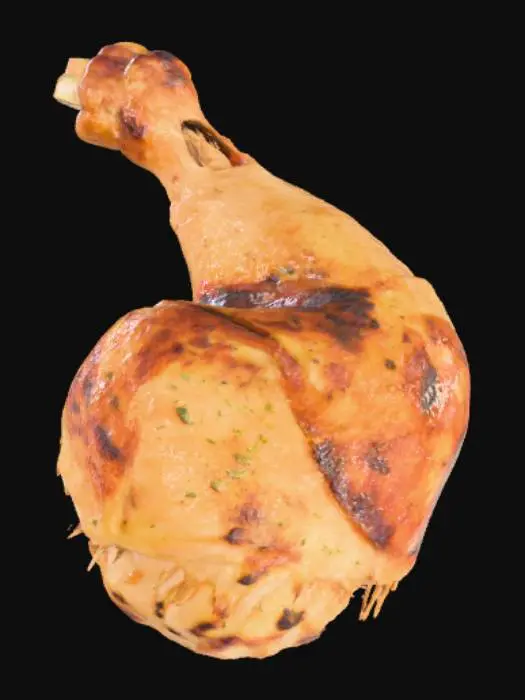 3D model for Ein saftiger kross gebratener und gebackener Hähnchenschenkel , #food#