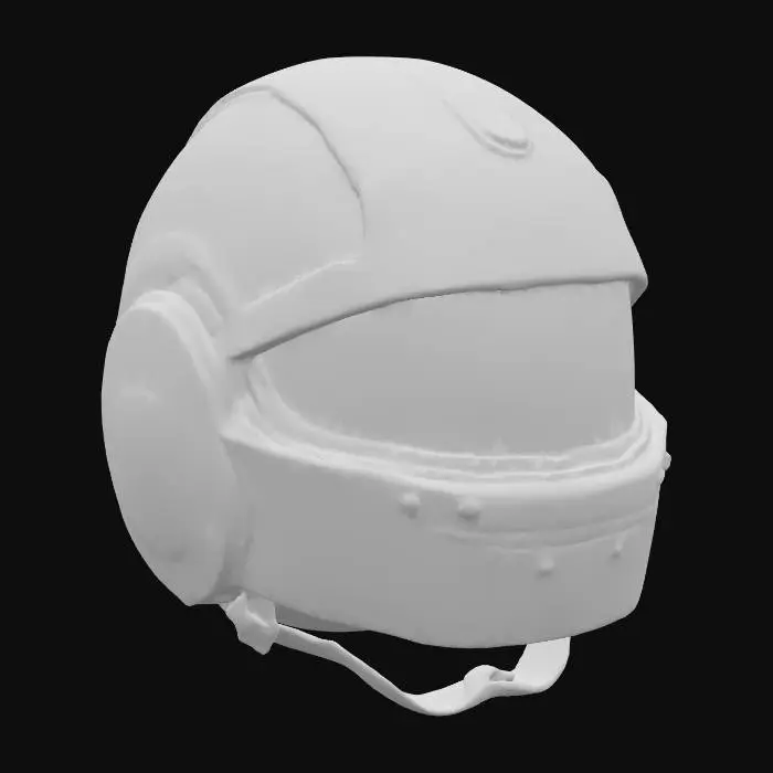 3D model for Parasite Eve 2–inspiriertes Ausrüstungsobjekt, Hauptthema: leichter Helm MK1, realistisch, Survival-Horror-Game-Asset. Stil: late-90s Polizei/Armee, nüchtern, keine Logos/Decals. Materialien/Farben: mattes Polymer/Metall, dunkles Grau/Olive. Details: halbrunde Schale, einfacher Kinnriemen, keine Visierplatten, nur Basispolsterung angedeutet. Low-Detail Blockout, klare Silhouette, keine High-Tech-Formen. Technik: sauberes Manifold, 1×2K PBR, 5–15k Tris, Pivot Bodenmitte, Y-Up, Z-Forward. Neutrales Studio-Licht. Zustand: leichte Gebrauchsspuren, dezente Kantenabnutzung.
