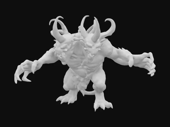 3D model for a grotesque two-headed giant creature inspired by Nordic mythology and Elden Ring aesthetics. Dark medieval fantasy