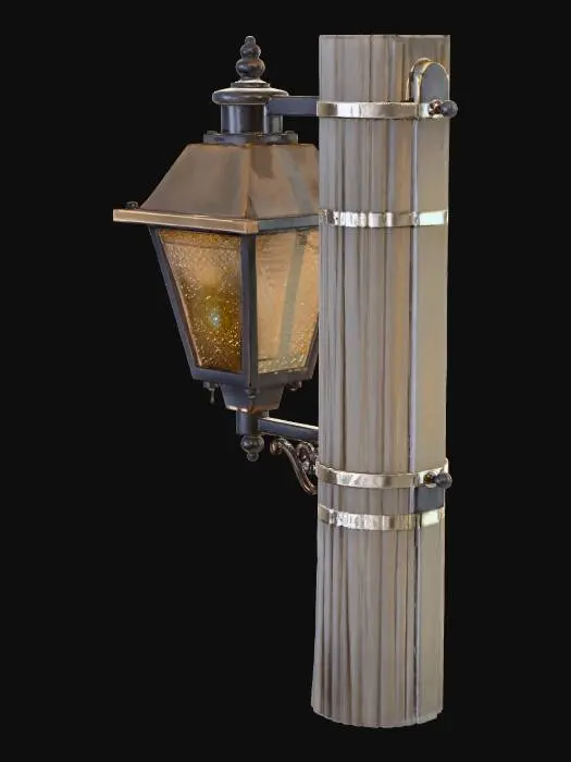 3D model for Wooden lamp post