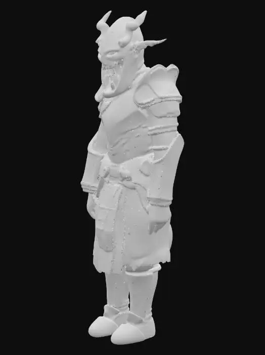 3D model for A knight in rusted and coroded armor with organic mouths, tongues and eyes creeping out of open areas in the armor