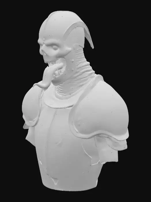 3D model for A knight in rusted and coroded armor with organic mouths, tongues and eyes creeping out of open areas in the armor