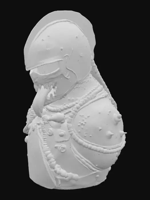 3D model for A knight in rusted and coroded armor with organic mouths, tongues and eyes creeping out of open areas in the armor