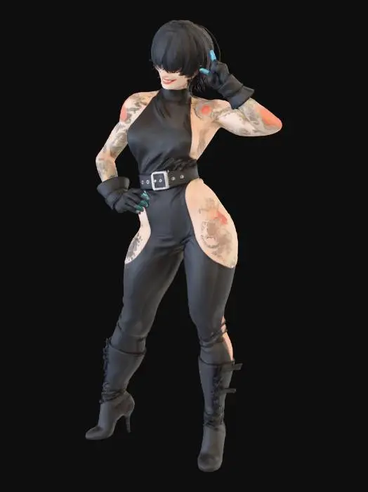 3D model for Tattooed Warrior in Black