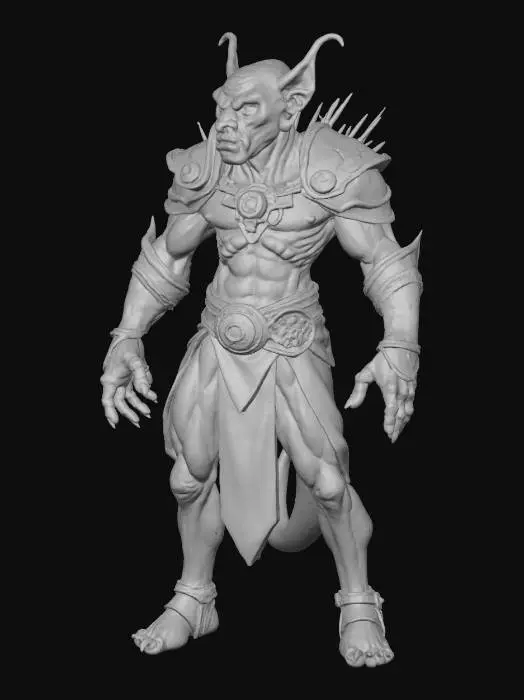 3D model for Goblin fighter holding a club and shield