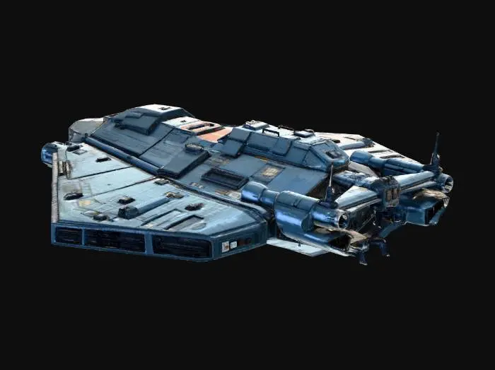 3D model for A huge  highly detailed  spaceship like the USCSS Nostromo van alien movie with sparse lightened windows
