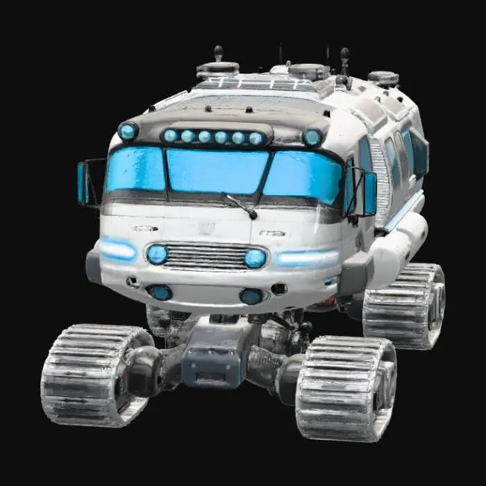 3D model for a futuristic extra terrestrial transport and exploration vehicle for icy worlds with caterpillar