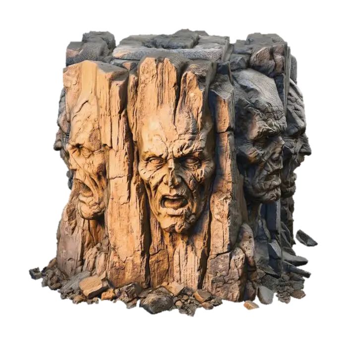 Faces in the Stone - Art 的 AI 生成 3D 模型
