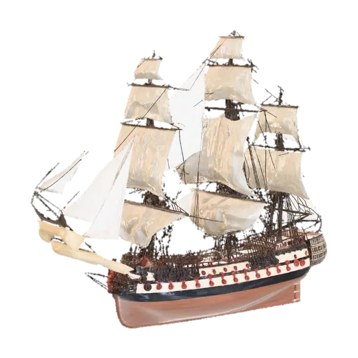 Full Sail Tall Ship - Rigging 3D model, vytvořený pomocí AI
