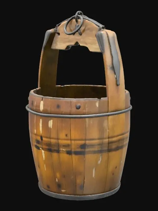 3D model for Wooden Water Bucket