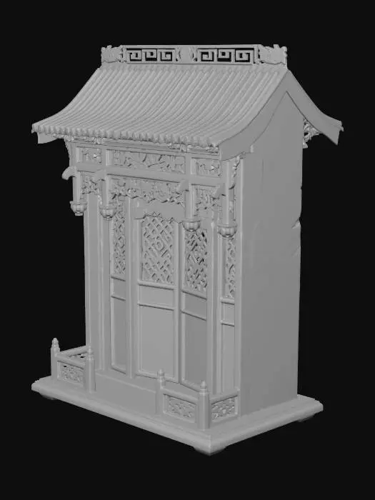 3D model for Red Lacquered Chinese Temple Cabinet